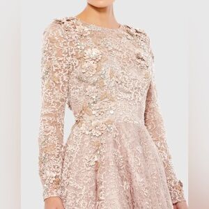 Mac Duggal Embroidered Illusion High Neck Long Sleeve A Line Gown 1121